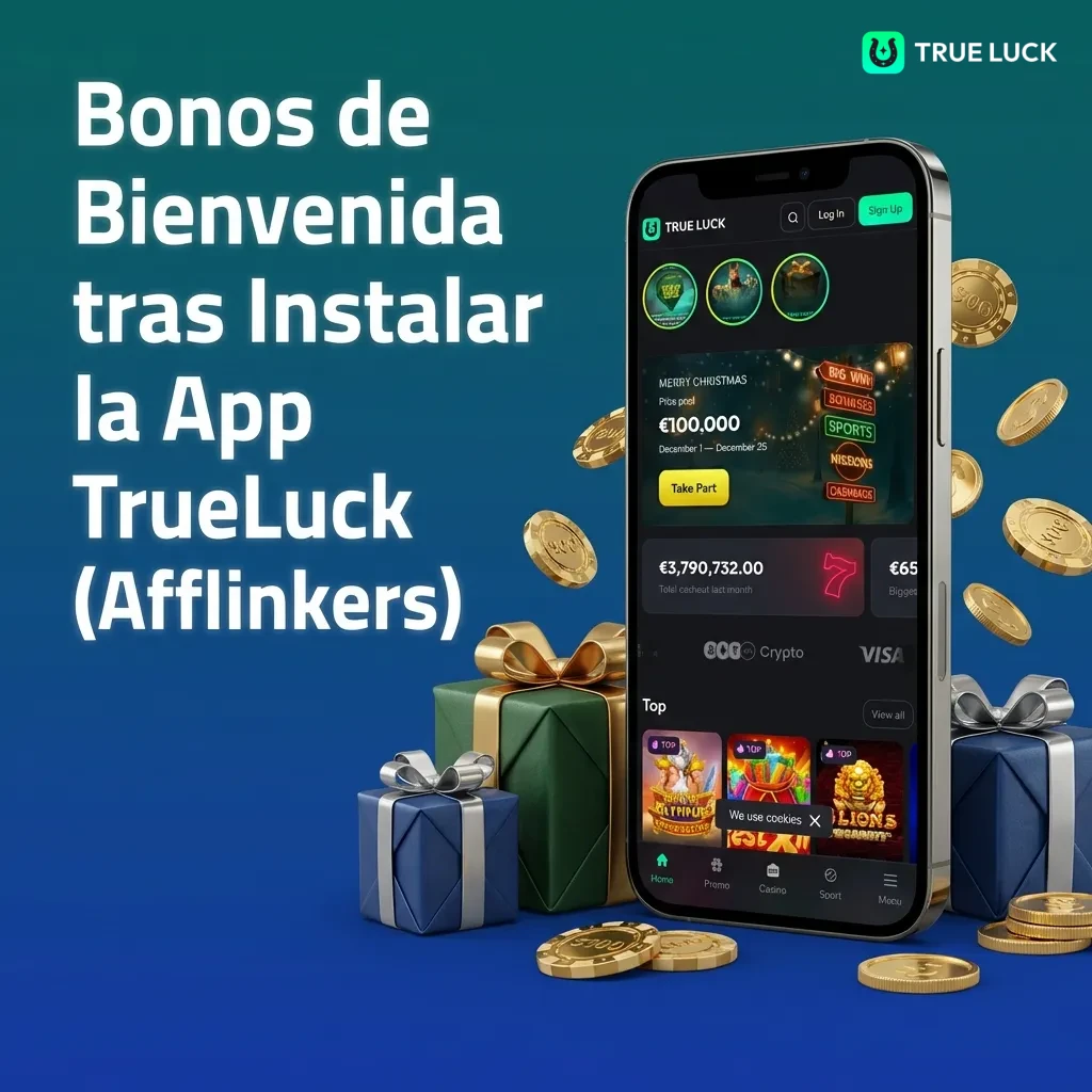 TrueLuck app welcome bonuses: 250% slots bonus, 250% live casino bonus, and 100% sports betting bonus after registration