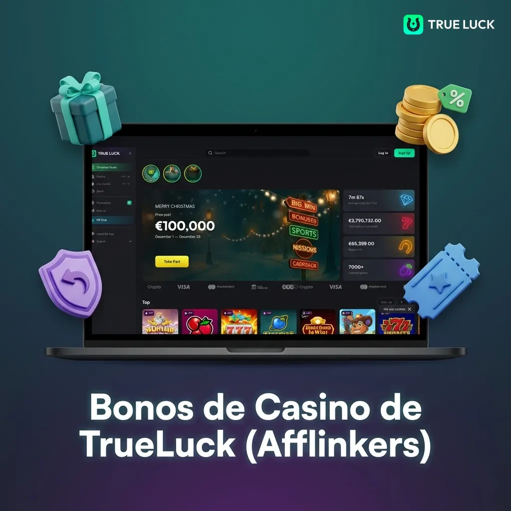 TrueLuck Casino bonuses: weekly reload, live casino cashback, and Friday free spins promotions displayed