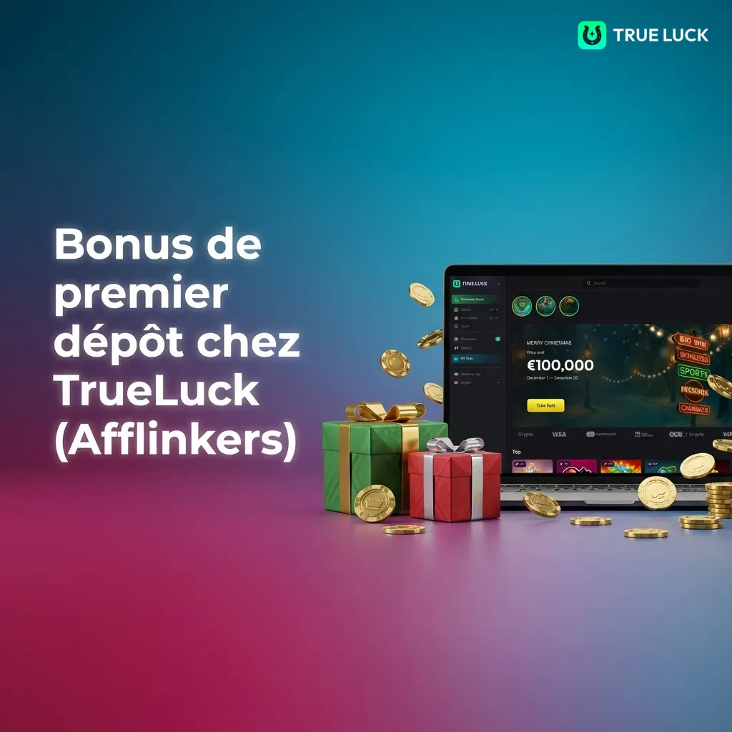 TrueLuck welcome bonus showing 250% match up to €4,000 for slots, €2,000 for live casino, and €300 for sports betting