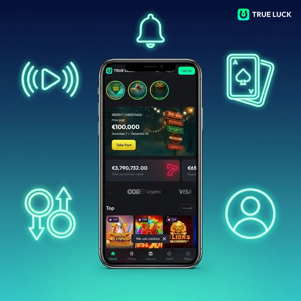 TrueLuck móvil: casino y apuestas con 3000+ juegos, bonos hasta 6300€, pagos EUR sin comisiones, soporte 24/7 en español