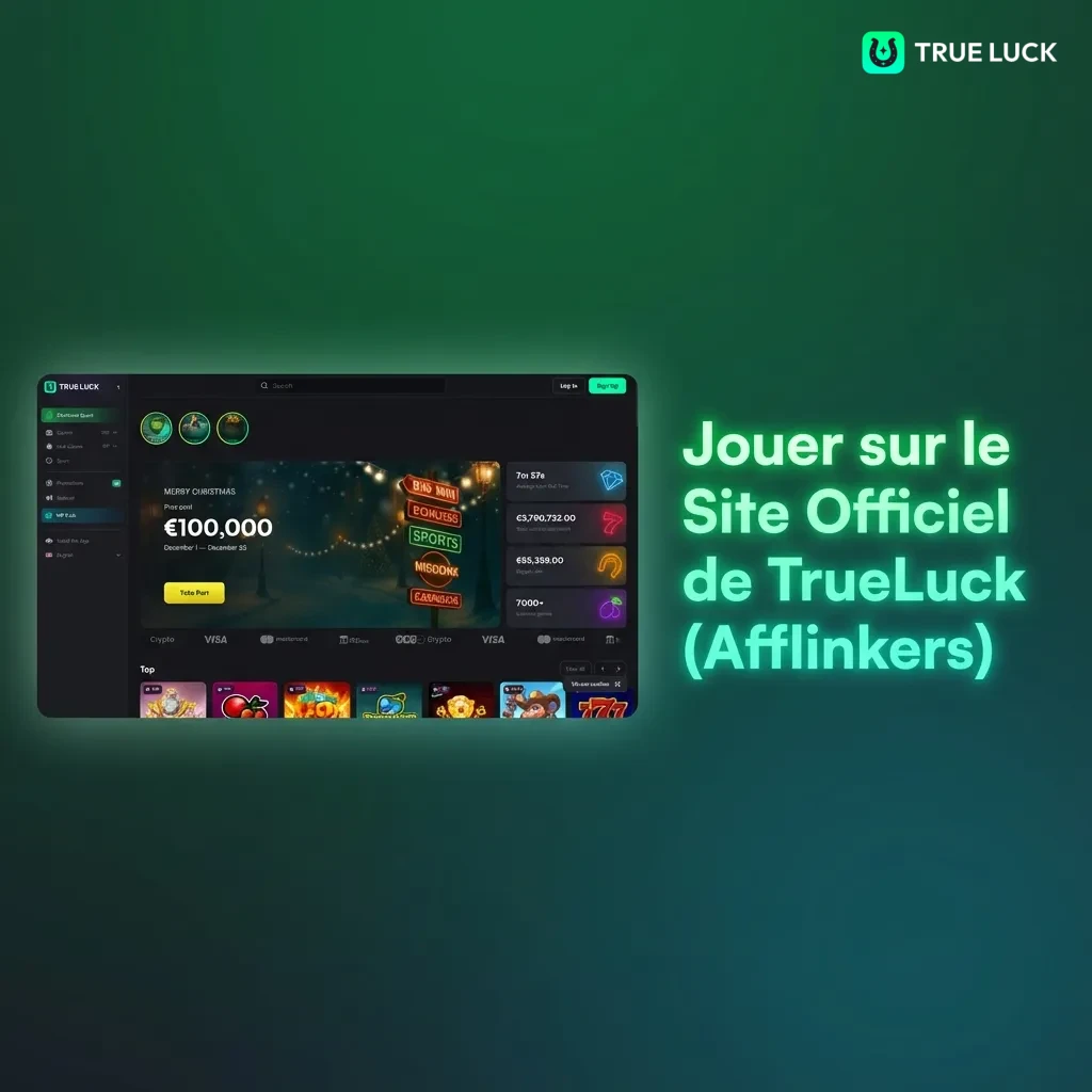 TrueLuck official website interface showing casino games and sports betting options accessible via web browser