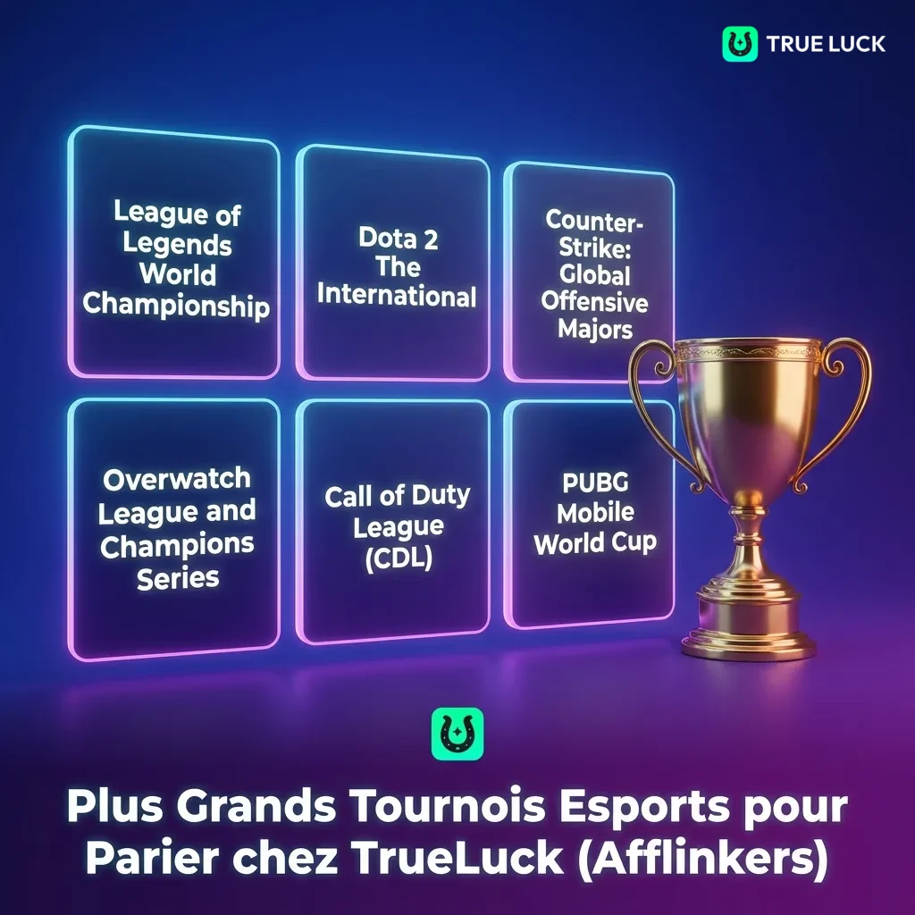 Major esports tournaments table showing top competitions for Dota 2, CS2, League of Legends, Valorant, and other games