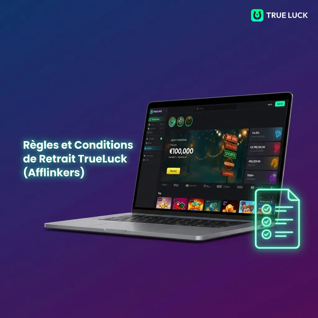 TrueLuck withdrawal rules document showing ID verification, payment methods, bonus wagering, limits, and processing times