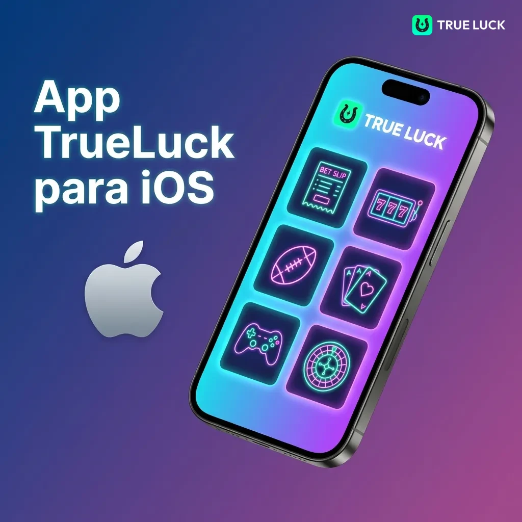 App TrueLuck en iPhone mostrando apuestas deportivas, casino en vivo y tragamonedas para dispositivos iOS