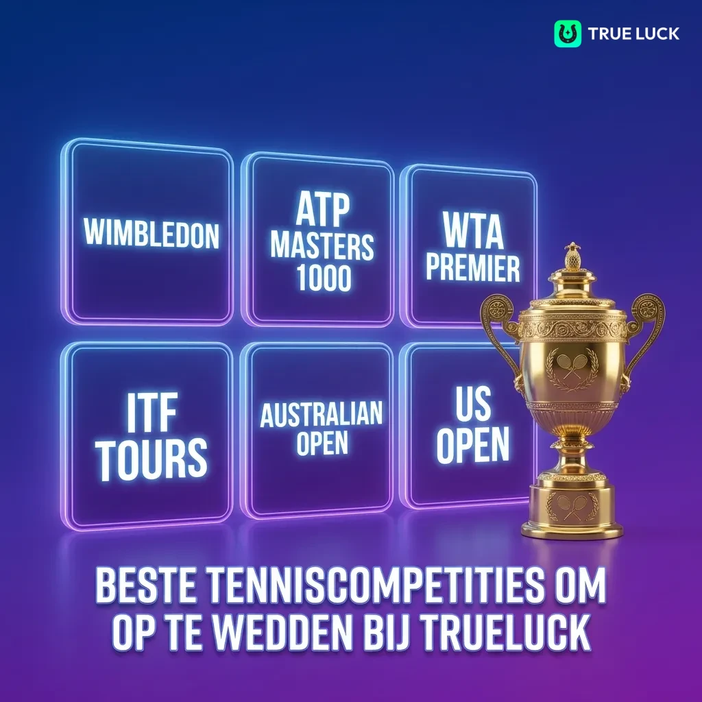 Major tennis tournaments including Grand Slams, ATP/WTA events, and live betting options at TrueLuck platform