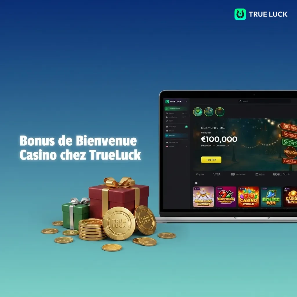 TrueLuck Casino welcome bonus offer showing 250% match up to €2,000 for new French players on live casino games