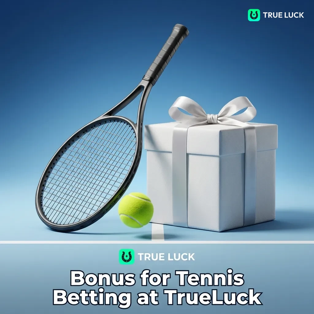 Tennis betting welcome bonus for new TrueLuck customers with wagering requirements and expiration terms displayed.