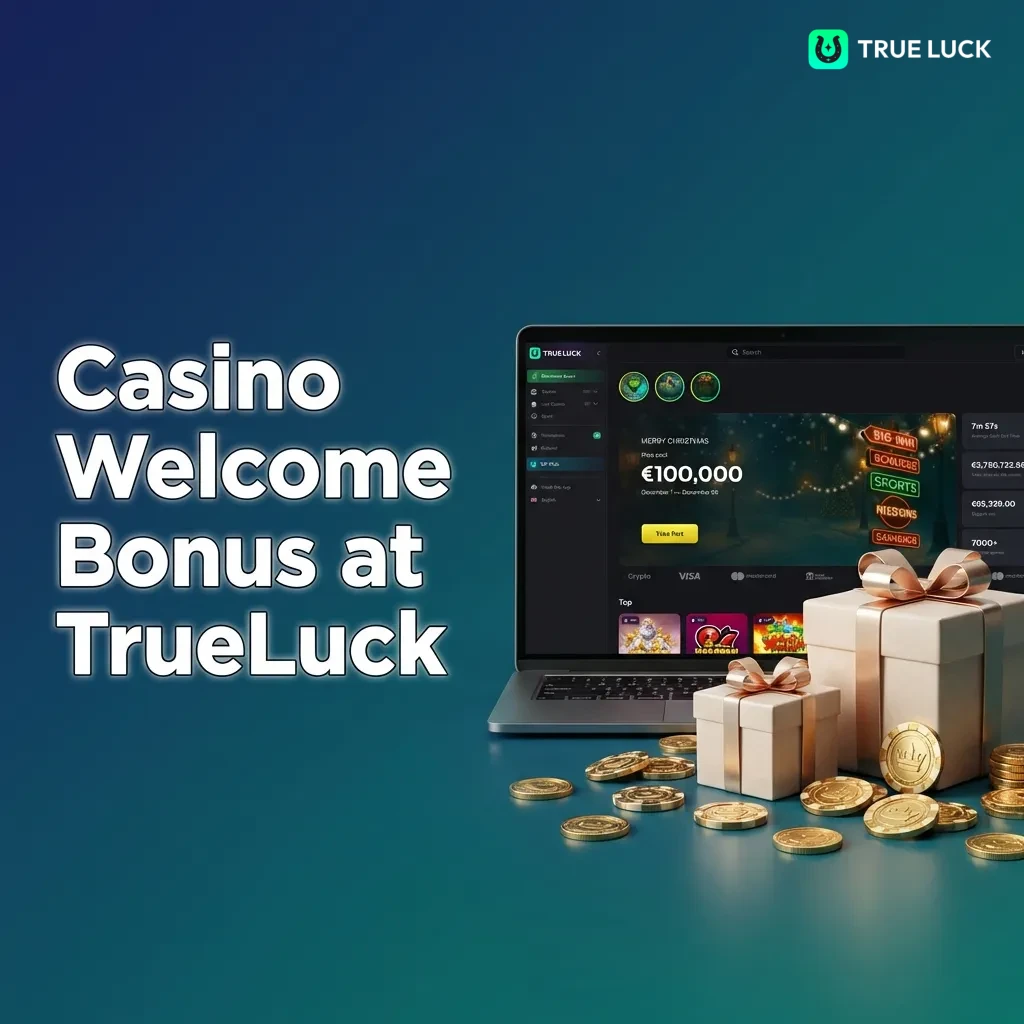 TrueLuck Casino welcome bonus offer showing €6,300 bonus package with 175 free spins for new Irish players