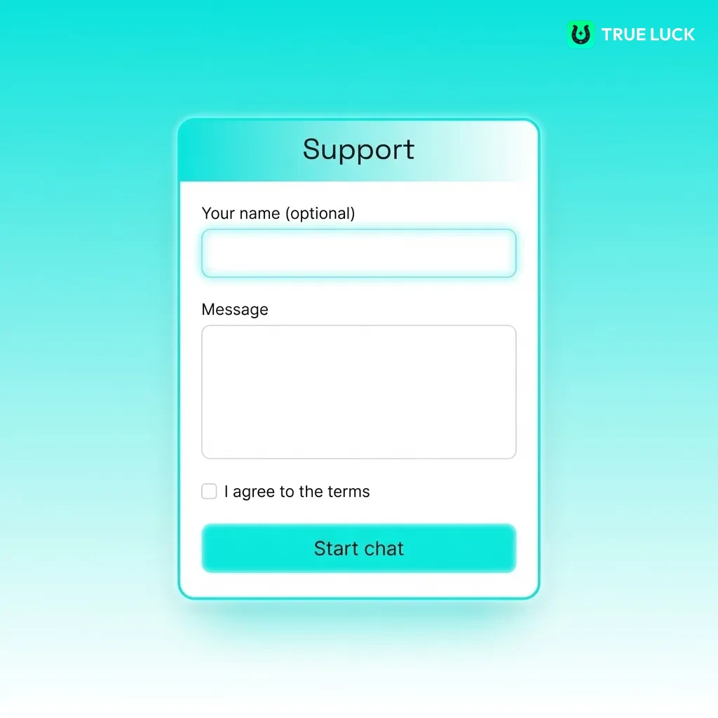 TrueLuck customer support team available 24/7 via live chat, email, contact form, and phone for account assistance