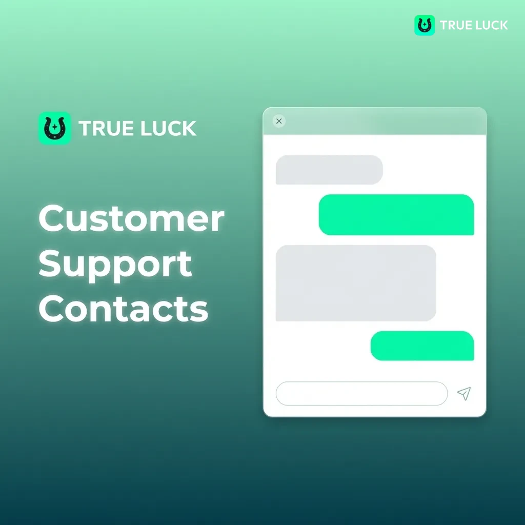 TrueLuck customer support contact options including live chat, email, phone, WhatsApp, and help center for Irish players