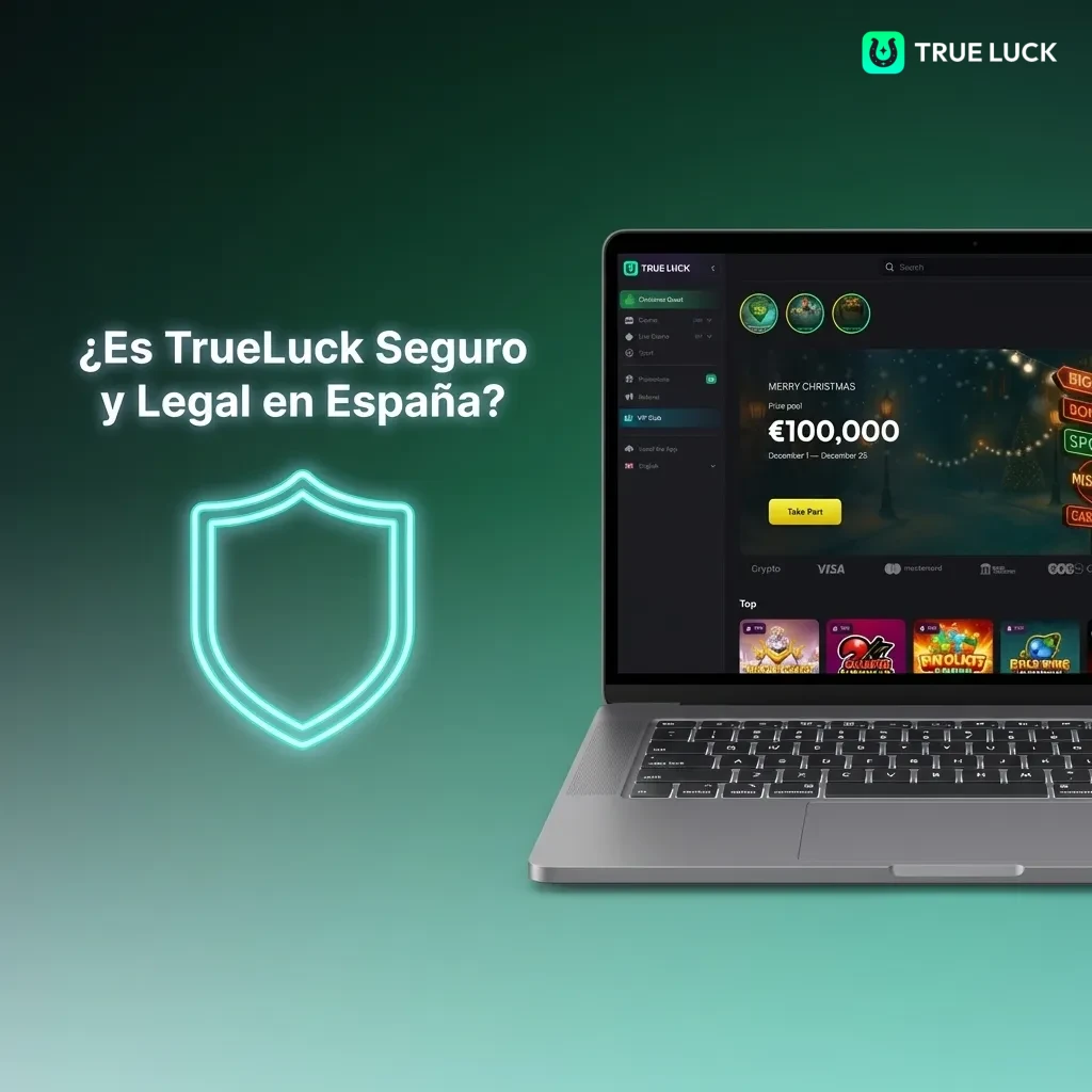 TrueLuck casino interface showing Curaçao license, SSL security badge, and responsible gaming tools for Spanish players