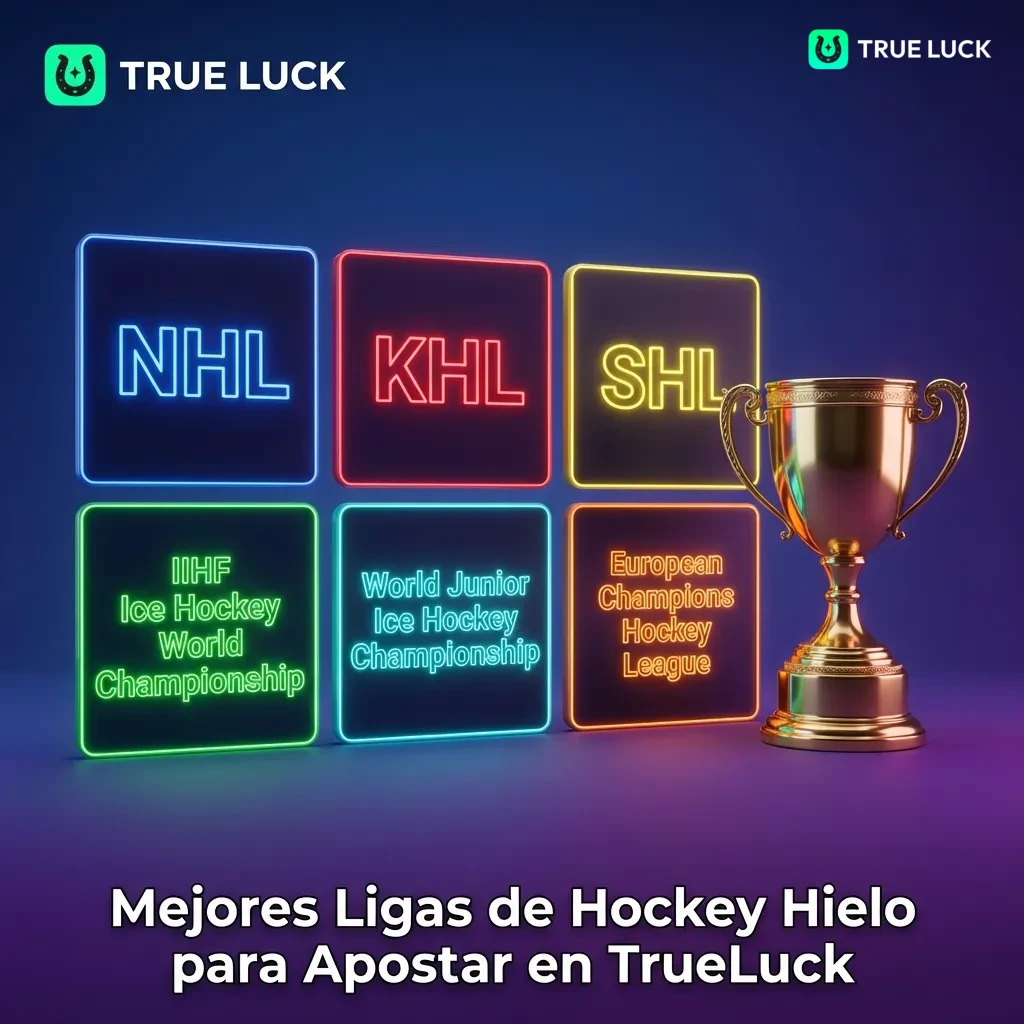 Major ice hockey leagues available for betting on TrueLuck including NHL, KHL, SHL, and international tournaments