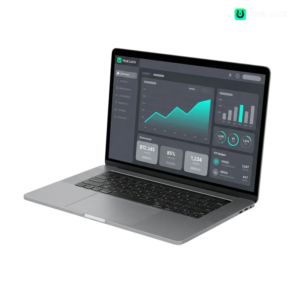 TrueLuck affiliate program dashboard showing commission rates and earnings potential for partners promoting the platform