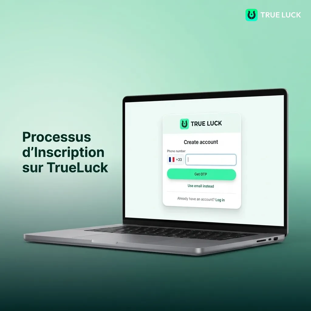 Guide d'inscription TrueLuck en 5 étapes : formulaire, informations personnelles, devise, conditions et validation email