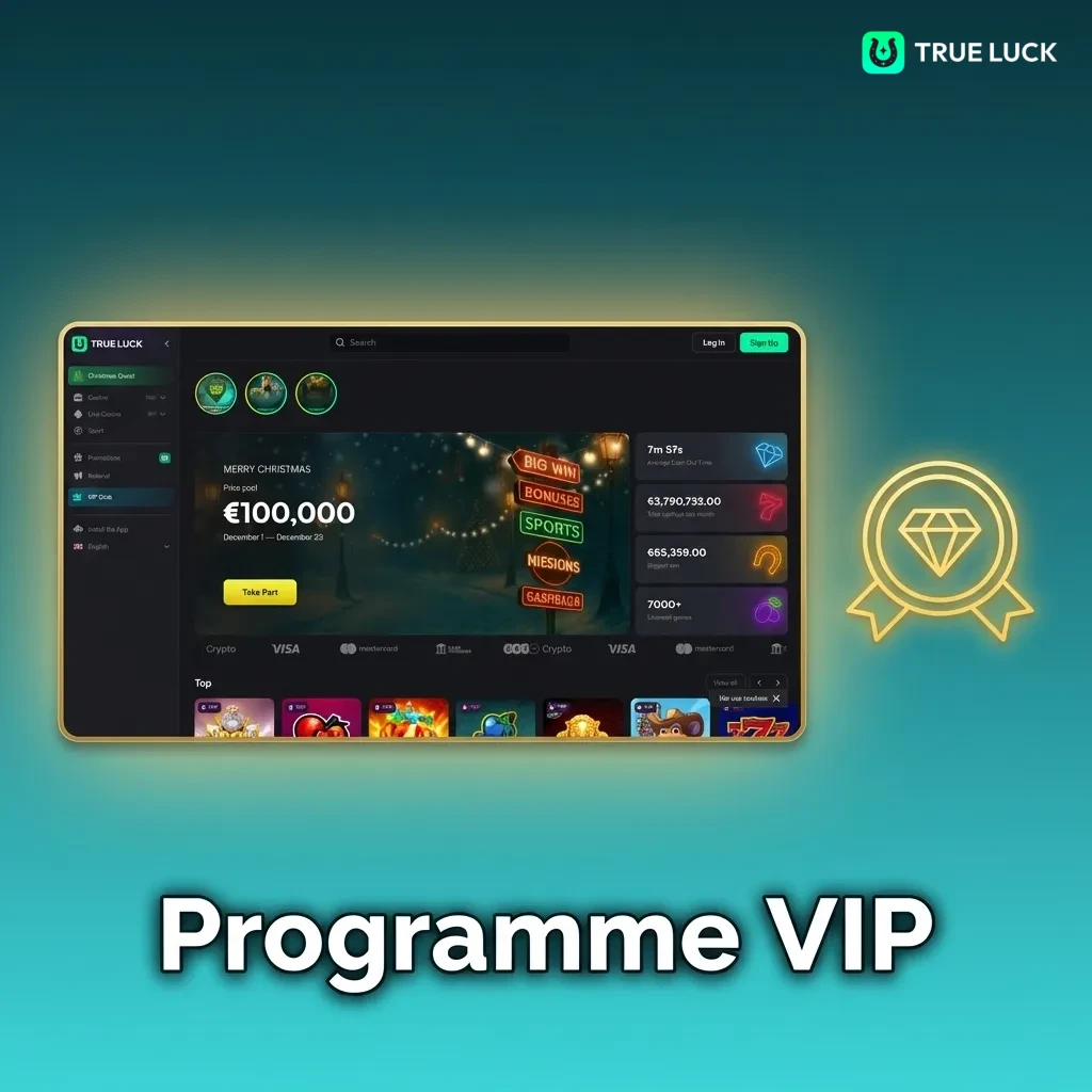 TrueLuck VIP loyalty program with five tiers: Bronze, Silver, Gold, Platinum, and Diamond levels displayed
