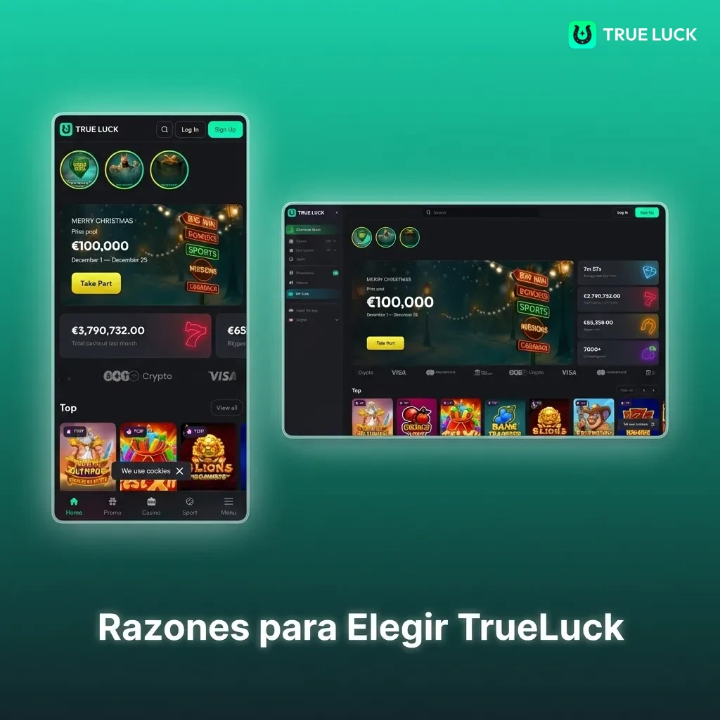 TrueLuck gaming platform logo highlighting competitive odds, fast withdrawals, mobile app, 24/7 support, and 3000+ casino games