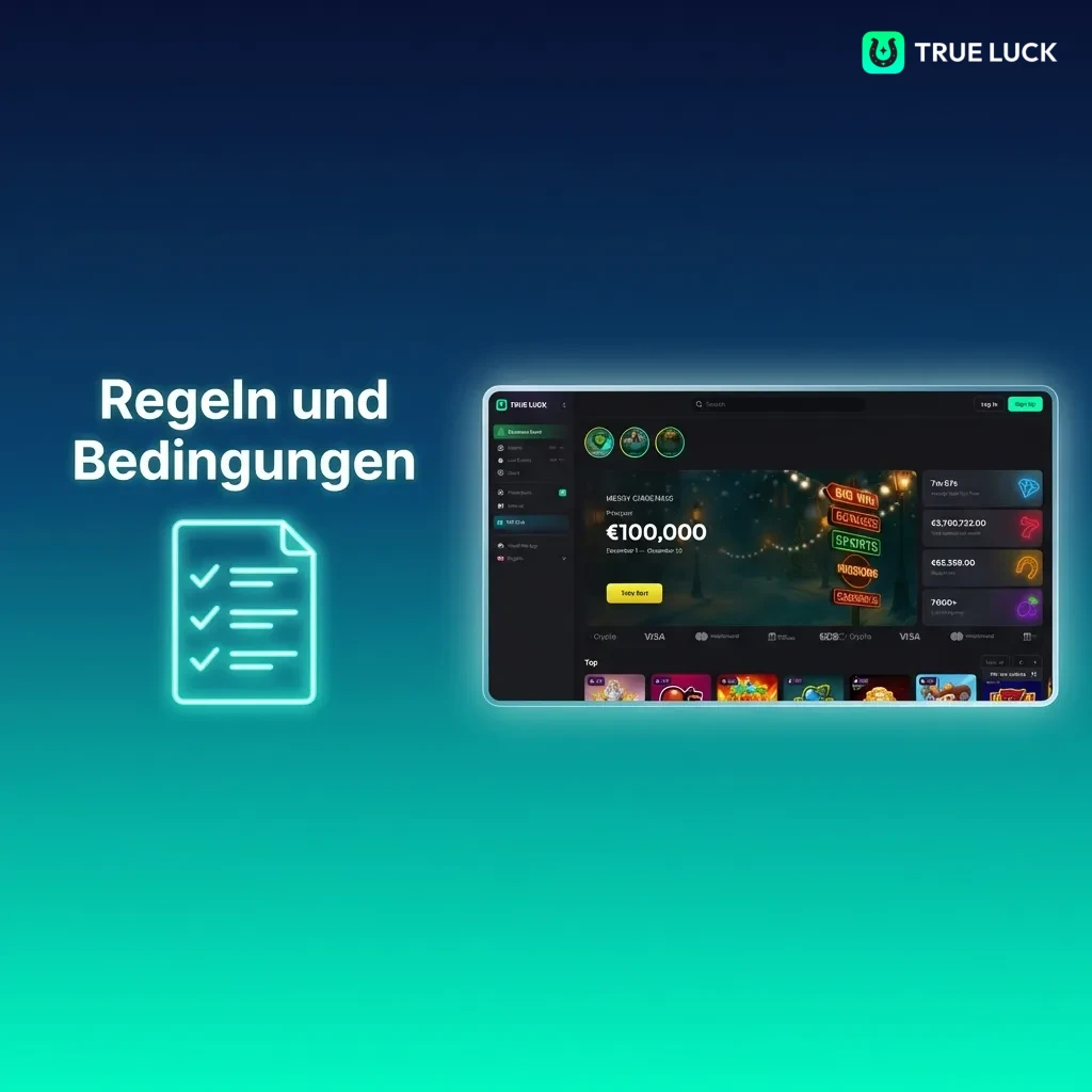 TrueLuck terms and conditions page showing registration rules including age requirement, account limits, and bonus policies