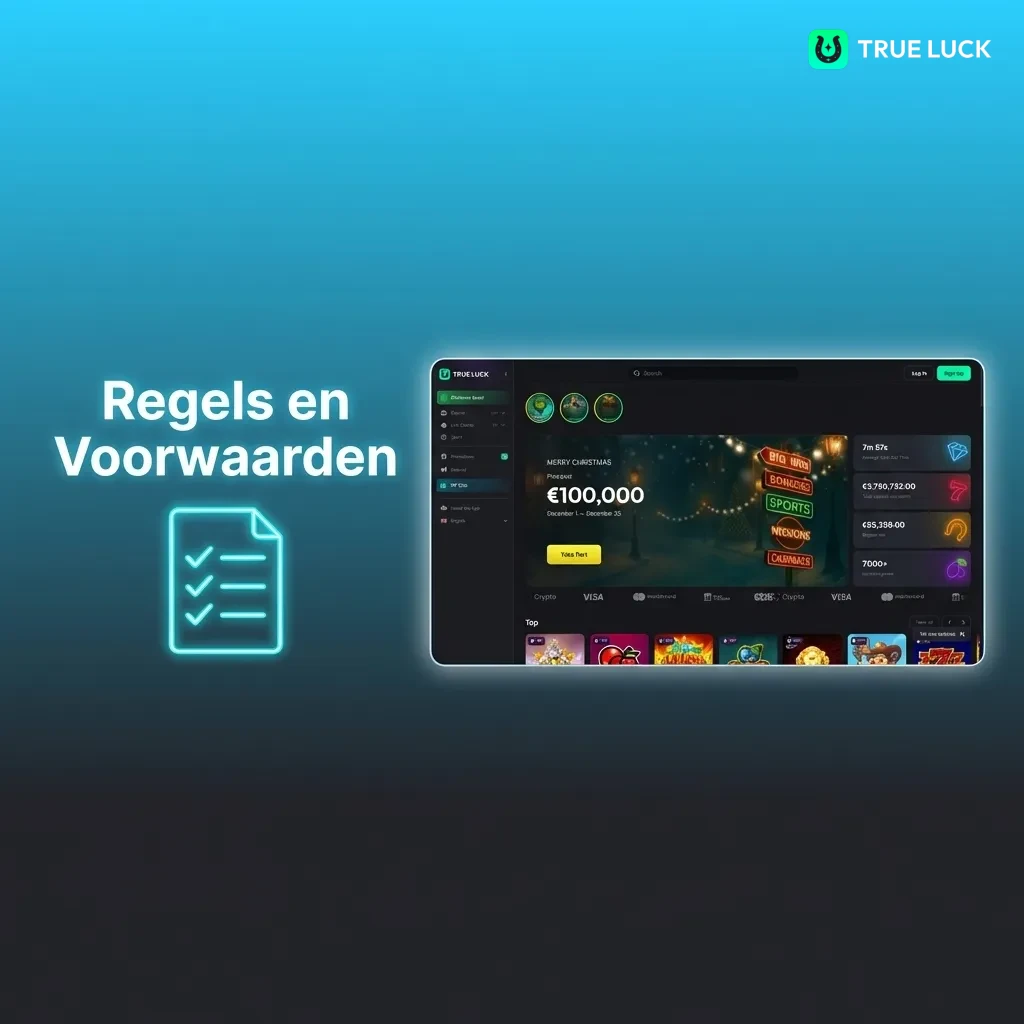 TrueLuck terms and conditions page showing key rules for Dutch users including age limit and account requirements