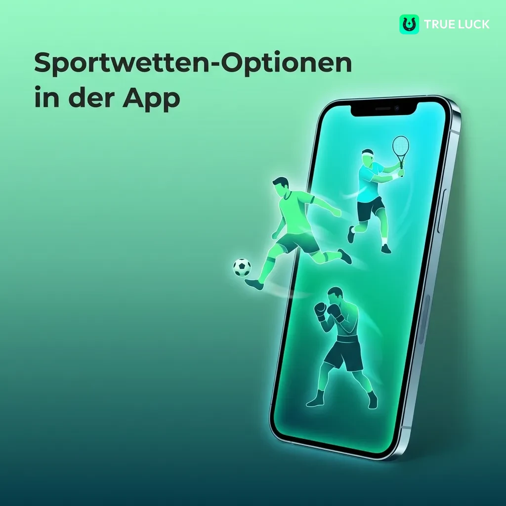 TrueLuck app showing 30+ sports betting options including football, tennis, basketball, and live betting markets