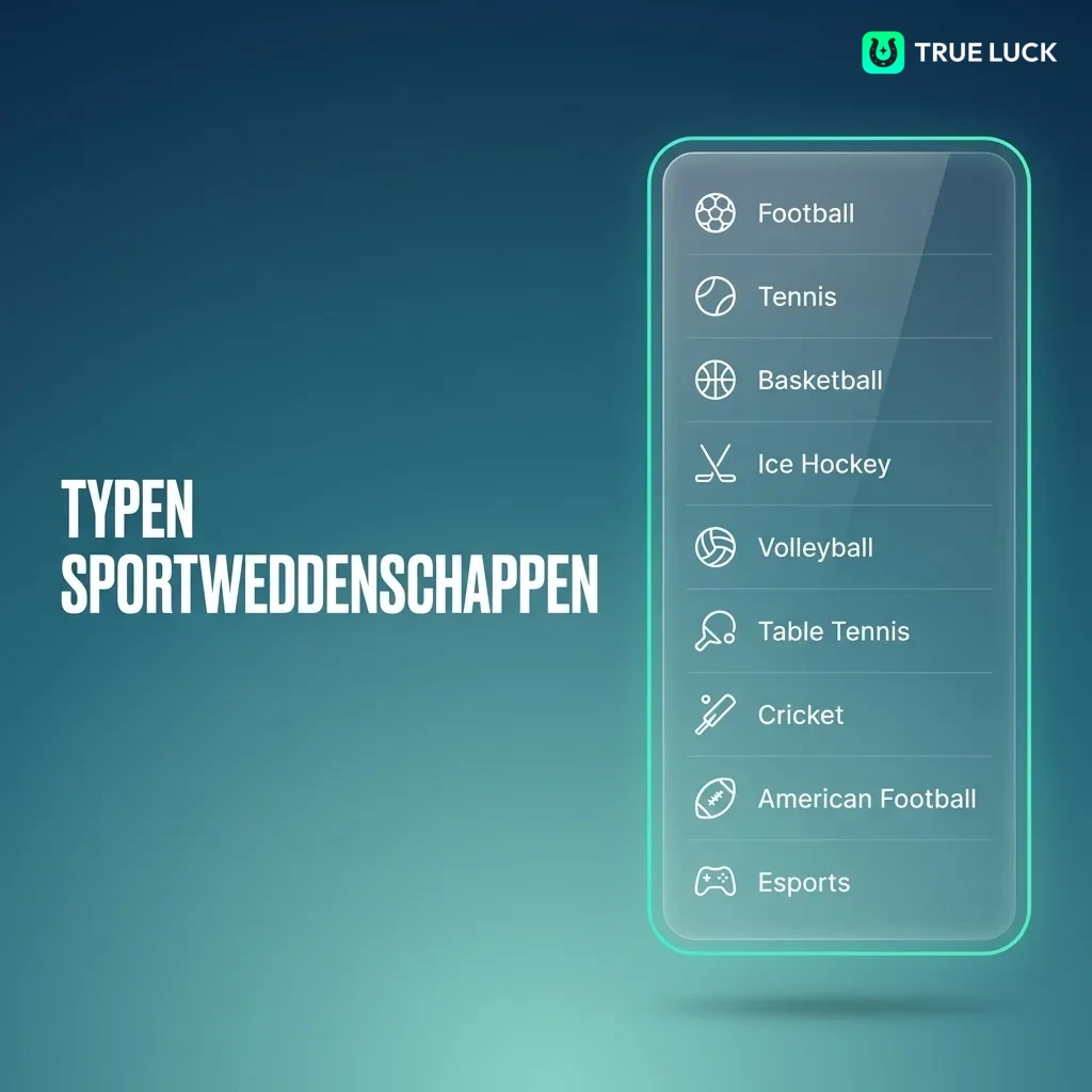 Sports betting options at TrueLuck including football, tennis, basketball, ice hockey, and Formula 1 with live odds