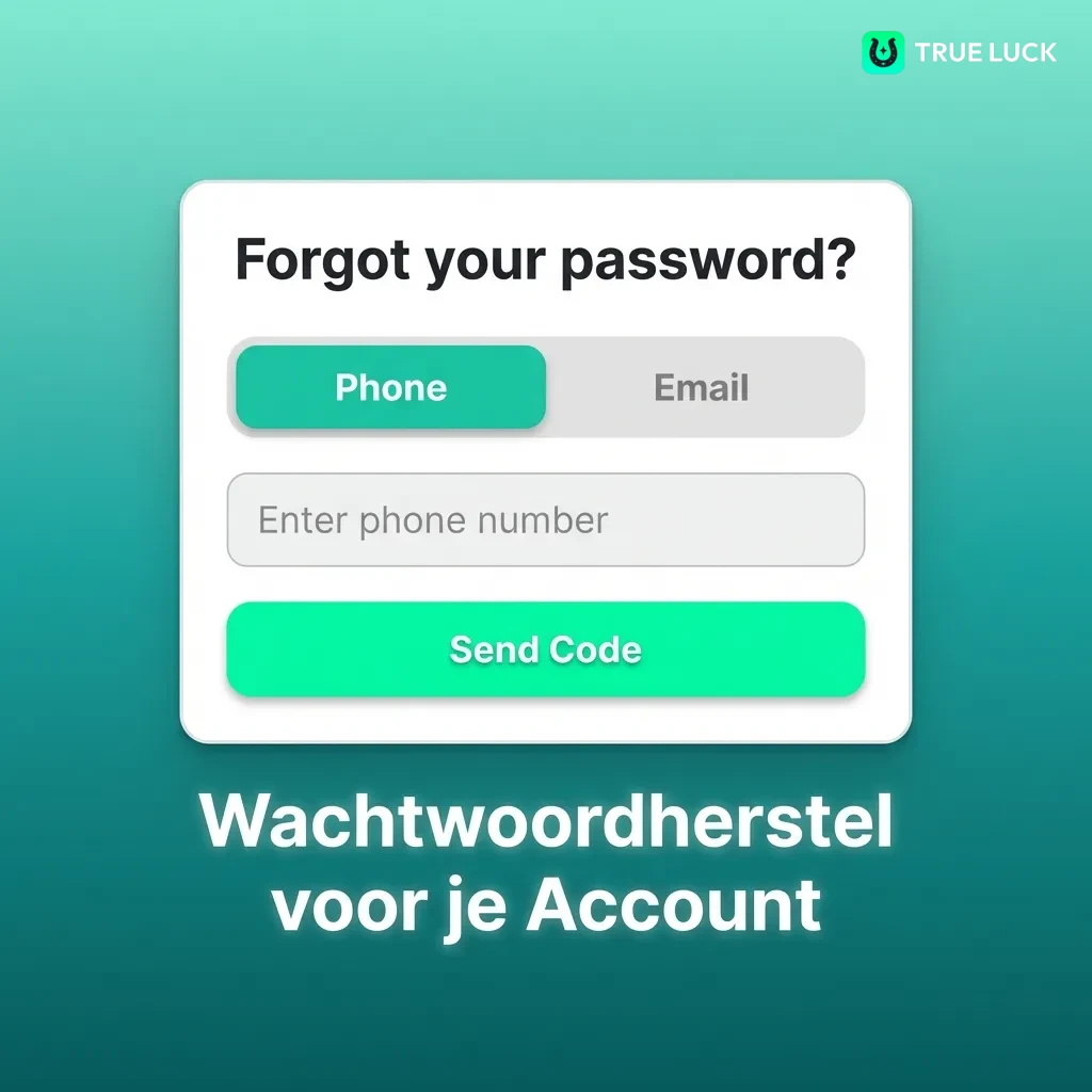 Wachtwoordherstel scherm met invoervelden voor e-mail en hersteloptie via sms of e-mail