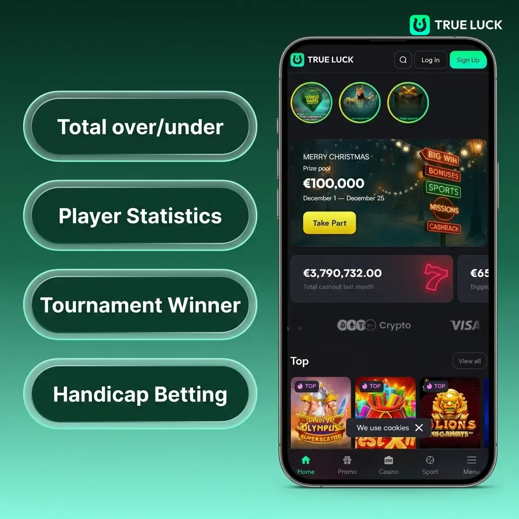 TrueLuck app betting options including single bets, accumulator, system bets, handicap, and over/under wagers explained
