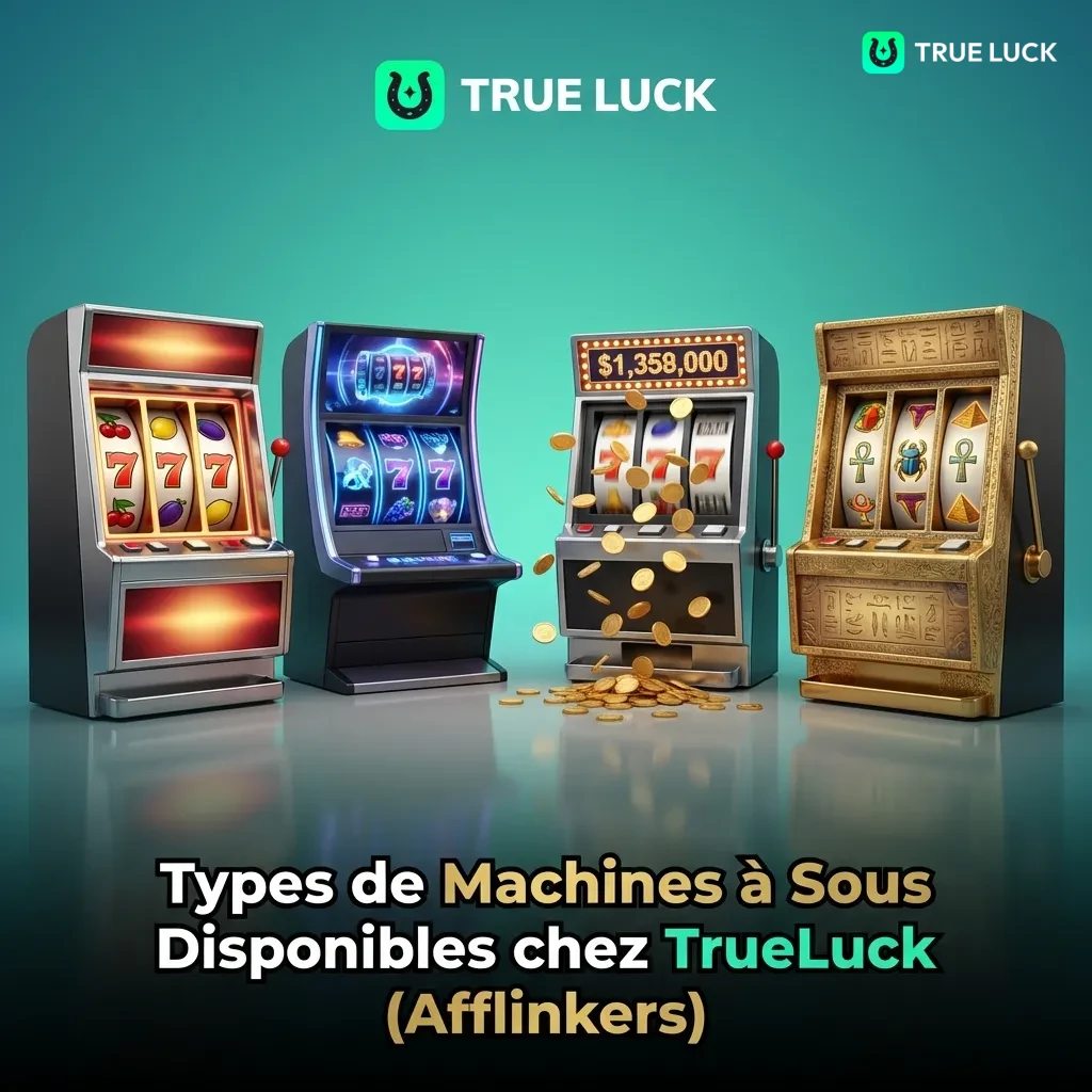 TrueLuck casino slot machine categories including classic, video, progressive jackpot, Megaways, crash games, and bonus buy